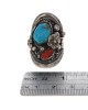 Navajo Sterling Silver Turquoise & Coral Ring
